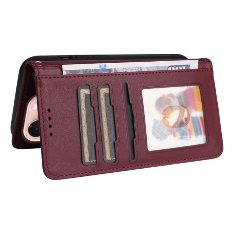 Чохол-книжка BETOPNICE BN-005 2 in 1 Detachable Imitate Genuine Leather для iPhone 16 Pro Max - винно-червоний