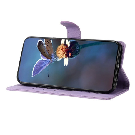 Чехол-книжка Cherry Blossom Butterfly Skin Feel Embossed на Motorola Edge 50 5G - фиолетовый