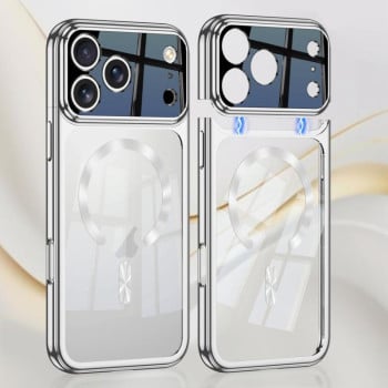 Стеклянный чехол Gkk Phantom с MagSafe для iPhone 17 Pro Max — серебристый