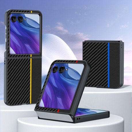 Протиударний чохол Carbon Fiber Texture Printing для Motorola Razr 50 Ultra - чорний