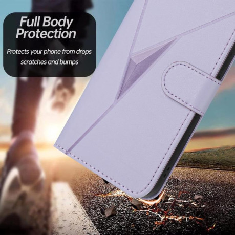 Чехол-книжка Triangle Pattern Buckle Clasp Leather на Xiaomi Redmi Note 14 Pro 4G - фиолетовый