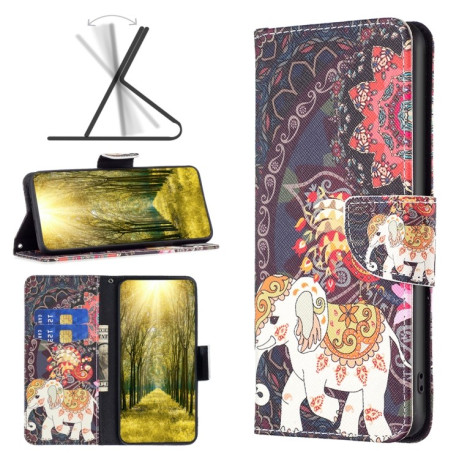 Чохол-книжка Colored Drawing Pattern для Xiaomi Redmi 12/12 5G/Poco M6 Pro 5G - Flowers Elephant