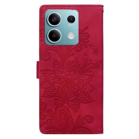 Чохол-книжка  Lace Floral Embossed Magnetic Buckle на Xiaomi Redmi Note 14 4G/5G - червоний