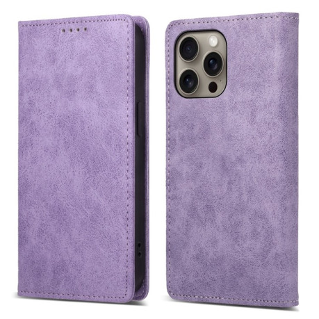 Чехол-книжка Business Solid Color Magnetic RFID Leather на iPhone 16 Pro Max - фиолетовый