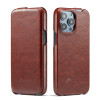 Шкіряний фліп-чохол Fierre Shann Retro Oil Wax Texture на iPhone 14 Pro - коричневий