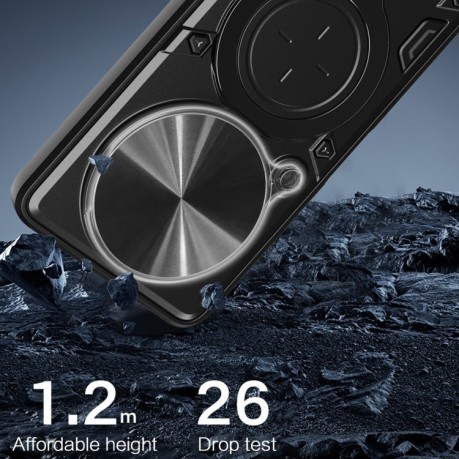 Противоударный чехол CD Texture Sliding Camshield Magnetic Holder на OPPO Reno12 F/12 FS 5G Global - серебристый