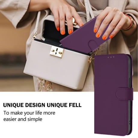 Чехол-книжка с мягким покрытием (Skin Feel) со шнурком на Samsung Galaxy A07 4G - фиолетовый