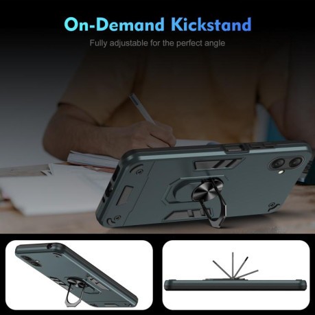 Ударозащитный чехол Metal Ring Holder для Samsung Galaxy A07 4G - зеленый