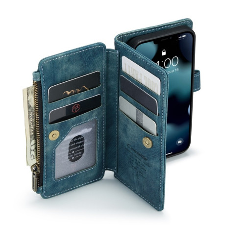 Шкіряний чохол-гаманець CaseMe-C30 для iPhone 13 mini - синій