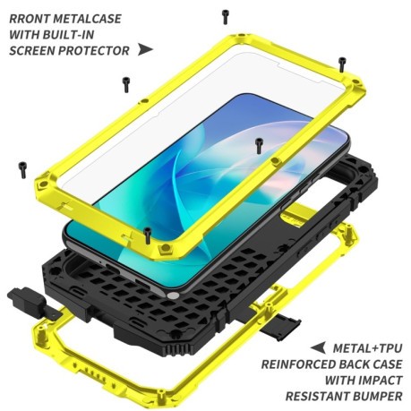 Противоударный металлический влагозащитный чехол R-JUST Dustproof на Samsung Galaxy S23+ 5G - желтый