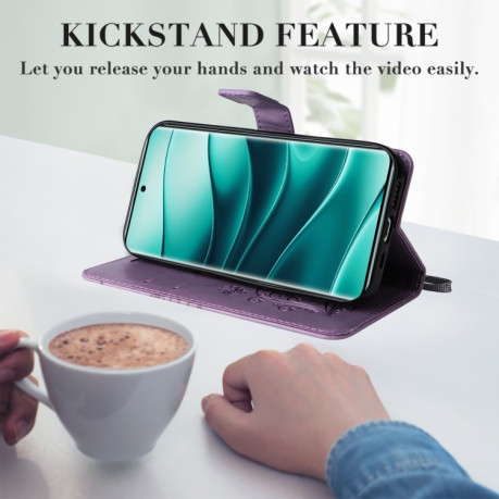 Чехол-книжка Embossed Butterfly для Xiaomi Redmi Note 14 Pro / 14 Pro+ 5G - фиолетовый