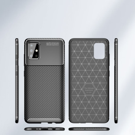 Противоударный Чехол Beetle Series Carbon Fiber на Samsung Galaxy A71 - черный
