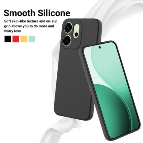 Силиконовый чехол Solid Color Liquid Silicone на OPPO Reno14 F 5G Global - черный
