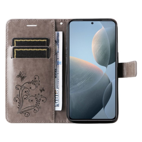 Чохол-книжка Embossed Butterfly для Xiaomi 14T - сірий