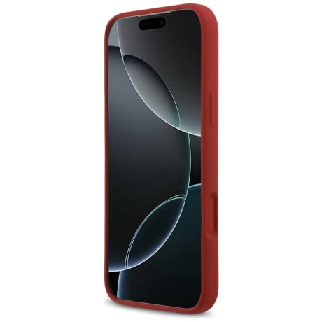 Оригинальный силиконовый чехол Guess Silicone Script Metal Logo с MagSafe на iPhone 17 Pro Max - Pink