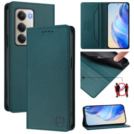 Чехол-книжка RC01 Dual-Folded Magnetic Suction RFID на Xiaomi Redmi 15 5G / 4G EU 171mm - зеленый