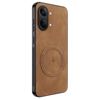Магнітний чохол Wanlonfeng SD з текстурою наппа на Xiaomi Redmi Turbo 5 Max / Poco X8 Pro Max 5G — коричневий
