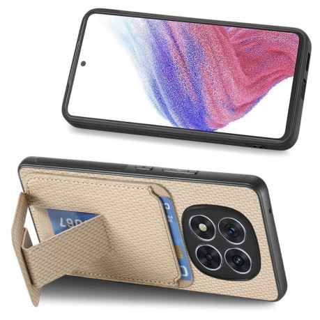 Противоударный чехол Carbon Fiber Card Bag для Xiaomi  Redmi Note 14 Pro+ 5G - хаки