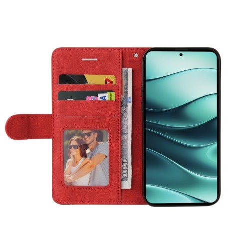 Чохол-книжка Dual-color Splicing Flip Leather для Xiaomi Redmi Note 14 5G/Poco M7 Pro 5G - червоний