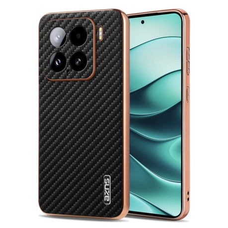 Ударозахисний чохол AZNS Electroplated Edge Carbon Fiber Texture на Xiaomi 15 - чорний