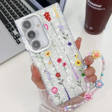 Чохол Electroplating Laser Flower Texture для Samsung Galaxy S25+ 5G - Yellow Wildflower
