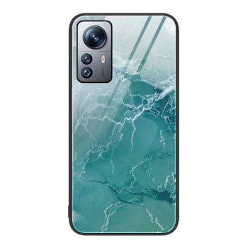 Протиударний скляний чохол Marble Pattern Glass на Xiaomi 12 Pro - Green Ocean