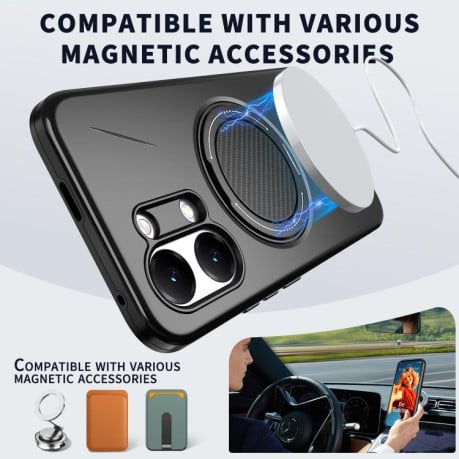 Чохол Metal Rotation Holder MagSafe TPU Hybrid PC з металевим поворотним тримачем і MagSafe на Xiaomi Redmi Turbo 5 Max 5G / Poco X8 Pro Max 5G — чорний