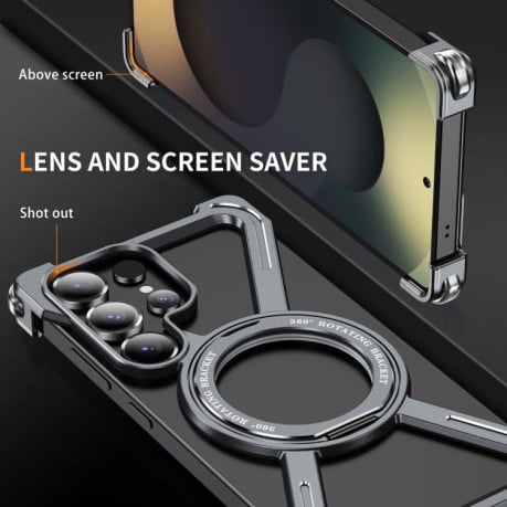 Протиударний чохол Titanium Alloy MagSafe Magnetic Airbag Shockproof для Samsung Galaxy S25 Ultra 5G - сірий