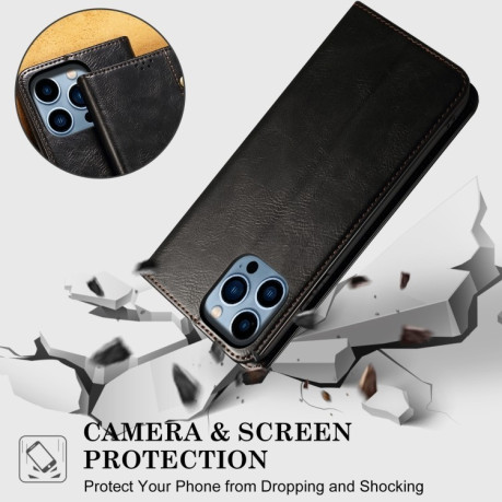 Чехол-книжка Simple Wax Crazy Horse для OPPO Reno12 F/12 FS 5G - черный