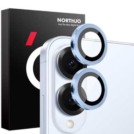 Защитное стекло на камеру NORTHJO Camera Lens Protector CD Metal Ring на Samsung Galaxy S25 Edge 5G - синее