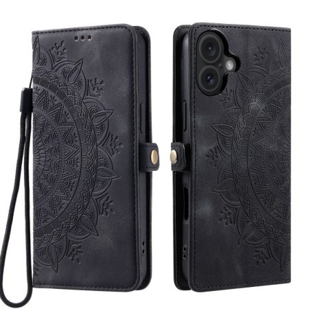 Чехол-книжка Totem Embossed Magnetic Leather для iPhone 16 Plus - черный