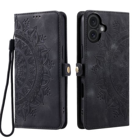 Чохол-книжка Totem Embossed Magnetic Leather для iPhone 16 - чорний