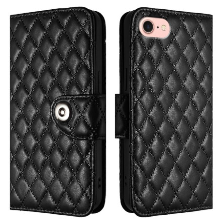 Чохол-книжка Rhombic Texture Flip Leather для iPhone 16e - чорний