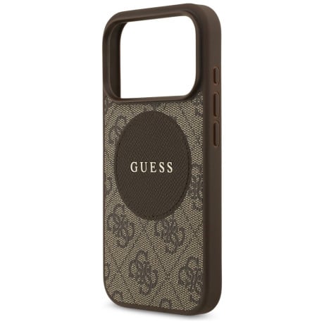 Оригинальный чехол Guess 4G Circle Classic Logo с MagSafe на iPhone 17 Pro - brown