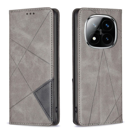 Чохол-книжка Rhombus Texture для Xiaomi Redmi Note 14 Pro 5G / Note 14 Pro+ 5G - сірий
