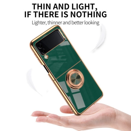 Ударозащитный чехол 6D Electroplating with Magnetic Ring для Samsung Galaxy Z Flip3 5G - светло-розовый