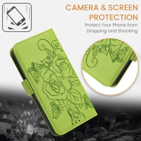 Чохол-книжка Embossed Rose RFID Anti-theft Leather для Xiaomi 14T Pro - зелений