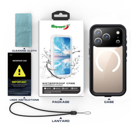 Противоударный чехол RedPepper IP68 Waterproof MagSafe для iPhone 17 Pro - серый