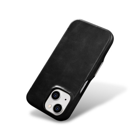Кожаный чехол-книжка iCarer CE Oil Wax Premium для iPhone 15 - черный