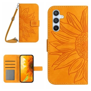 Чохол-книжка Skin Feel з малюнком соняшника на Samsung Galaxy S23 FE 5G - жовтий