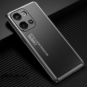 Противоударный чехол Frosted Metal для Xiaomi Redmi Note 13 5G - черный