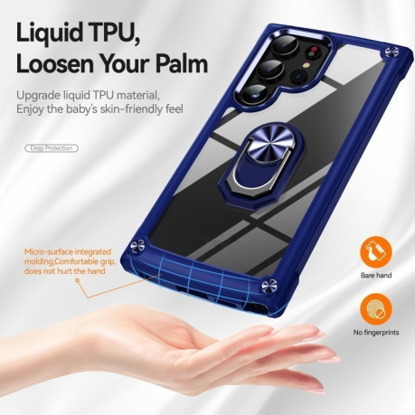 Противоударный чехол Acrylic Ring Holder на Samsung Galaxy S25 Ultra 5G - синий