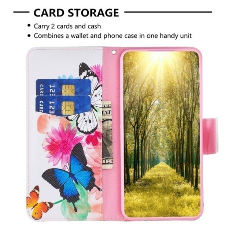 Чехол-книжка Colored Drawing Pattern для Samsung Galaxy A56 5G - Butterflies