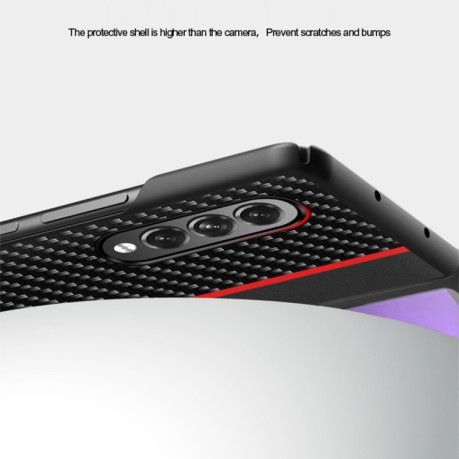 Противоударный чехол Carbon Fiber на Samsung Galaxy Z Fold 3 - красный