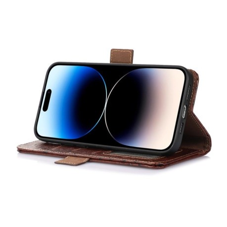 Кожаный чехол-книжка Ostrich Pattern RFID Genuine для Realme 10 4G - кофейный