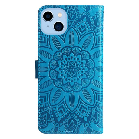 Чехол-книжка Embossed Sunflower для  iPhone 14 Plus - синий