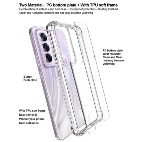 Протиударний чохол IMAK Space Shield PC + TPU Airbag для OPPO Reno12 Pro Global - прозорий