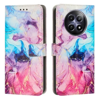 Чехол-книжка Painted Marble Pattern для Realme 12 5G / 13 5G Global - розово-фиолетовый