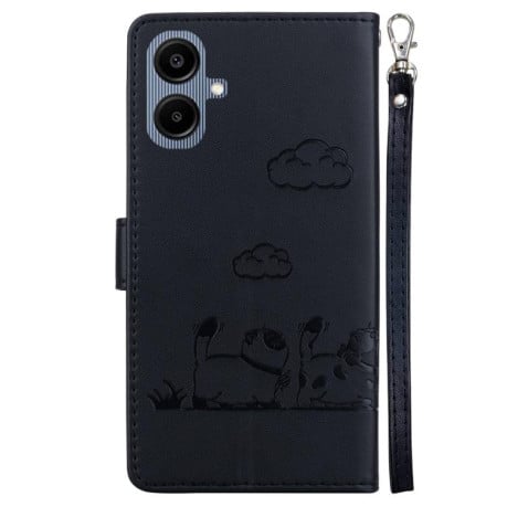 Чехол-книжка с тиснением &quot;Cute Cats&quot; и защитой от сканирования RFID на Samsung Galaxy A07 4G / A06 4G / 5G - черный