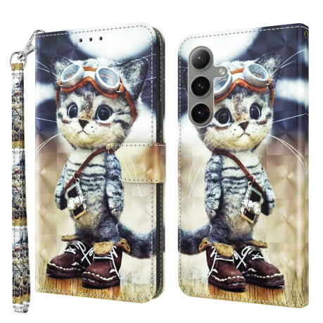 Чехол-книжка 3D Painting для Samsung Galaxy S24 FE 5G - Cat